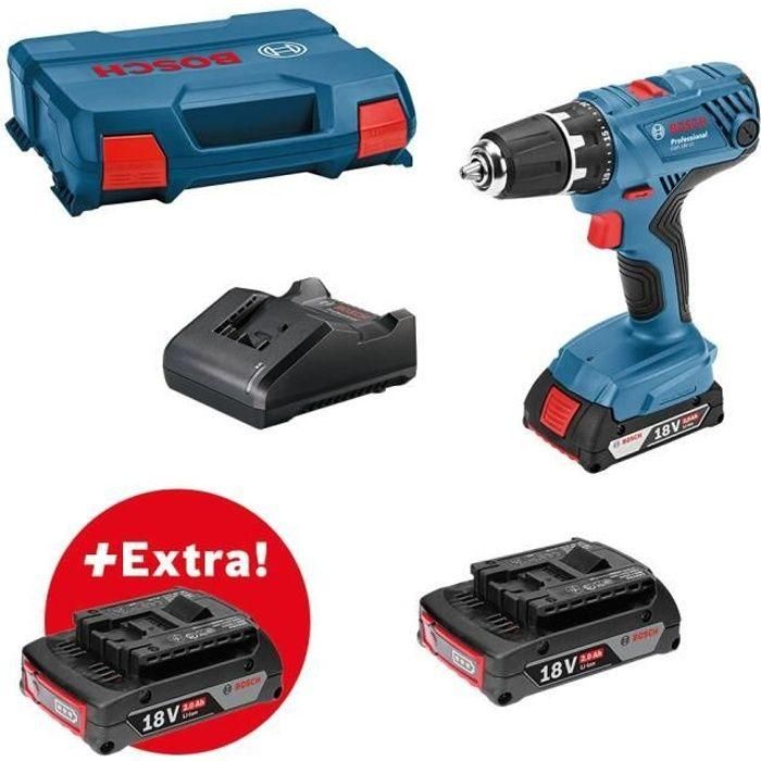 Bosch Professional GSR 18V-21 + 3 baterías GBA 18V 2.0AH + Charger Gal 18V-20, entregado en L-Case-0615990L8888888