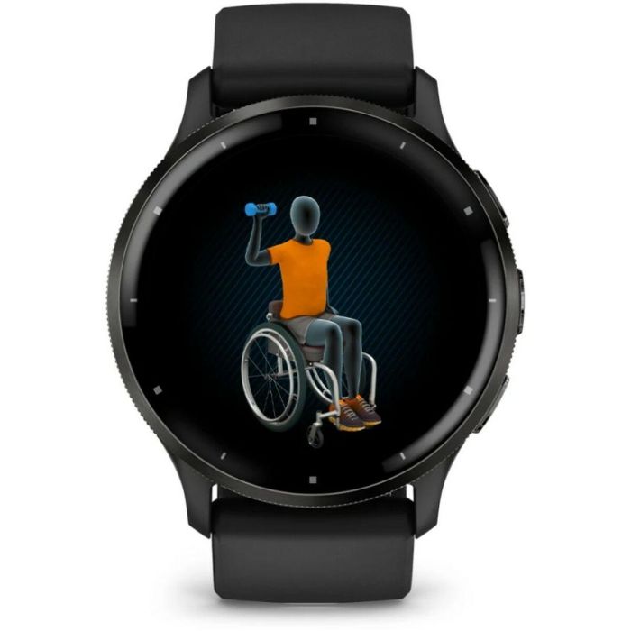 Reloj GPS conectado - GARMIN - Venu 3 - WiFi - 35,4 mm (1.4) - Acero gris, caja negra y correa de silicona negra 3