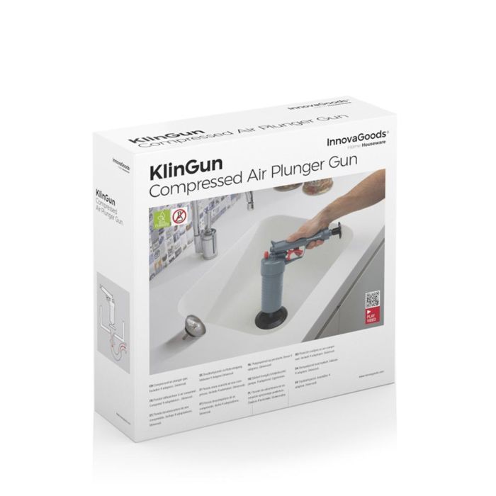 Pistola Desatascadora de Aire Comprimido Universal con Adaptadores KlinGun InnovaGoods 9 Pistola Desatascadora de Aire Comprimido Universal con Adaptadores KlinGun InnovaGoods 9