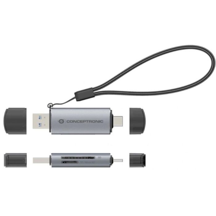 Conceptronic Lector de Tarjetas Externo 2in1 USB-C y USB-A Compatible con SD, SDHC, SDXC, Micro SD/T-Flash, Micro SDHC, Micro SDXC 2 Conceptronic Lector de Tarjetas Externo 2in1 USB-C y USB-A Compatible con SD, SDHC, SDXC, Micro SD/T-Flash, Micro SDHC, Micro SDXC 2