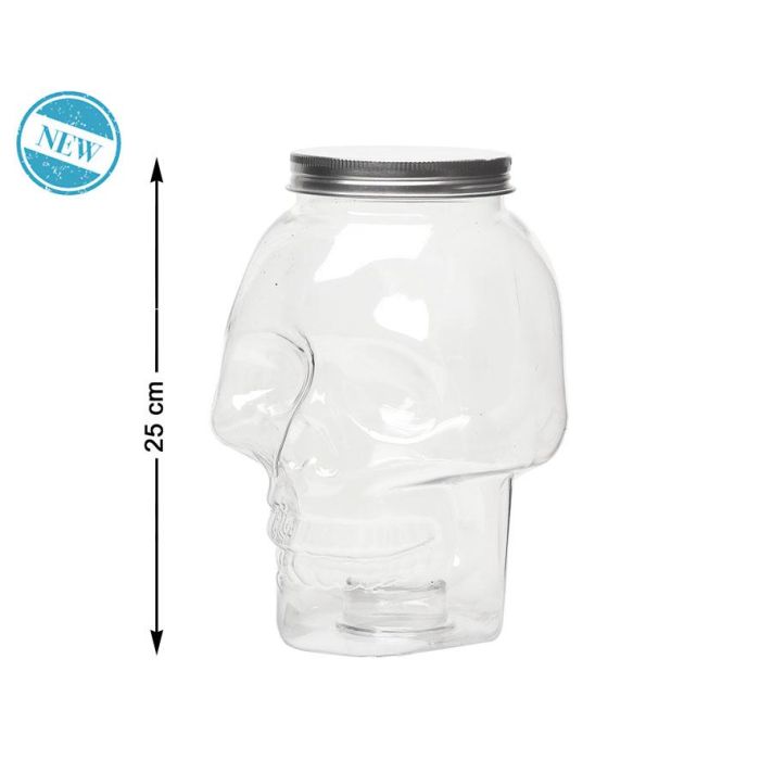 Bote Con Tapa De Calavera Transparente Para Decoración Halloween