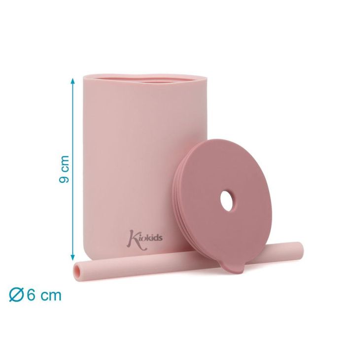 Vasos En Silicona Rosa Con Pajita 3 Vasos En Silicona Rosa Con Pajita 3