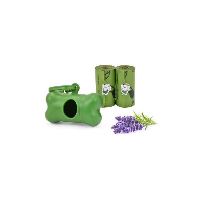 Nayeco Portabolsas Reciclado en Forma de Hueso con Aroma a Lavanda - Incluye 2 Rollos de 15 Bolsas Degradables Nayeco Portabolsas Reciclado en Forma de Hueso con Aroma a Lavanda - Incluye 2 Rollos de 15 Bolsas Degradables