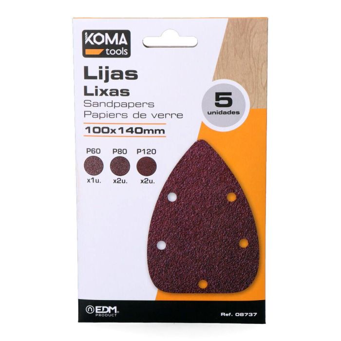 Set 5 lijas para lijadora tipo mouse 08707 koma tools Set 5 lijas para lijadora tipo mouse 08707 koma tools