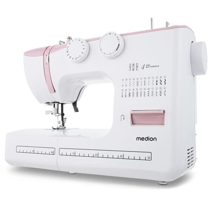 Máquina de coser - MEDION - SM 60 - 62W - 24 puntadas + puntadas dobles - 700 rpm - LED - Rosa Máquina de coser - MEDION - SM 60 - 62W - 24 puntadas + puntadas dobles - 700 rpm - LED - Rosa