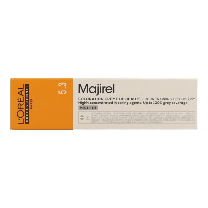 L'Oréal Majirel Gold 5.3 Tinte Permanente Profesional 60ml - Reflejos Dorados Radiantes para Cobertura de Canas