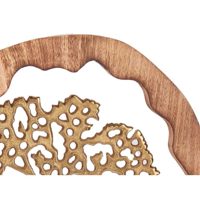 Árbol de la Vida Metal Oro con Soporte de Madera - Giftdecor 25x25x4 cm (6 Unidades) 2