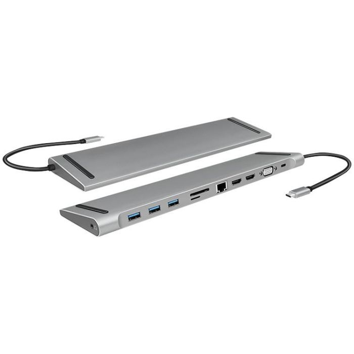LogiLink UA0373 USB-C 11-in-1 PD 100W Docking Station Plata 1