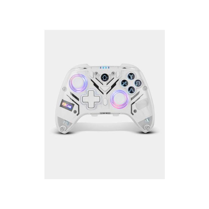 Krom NXKROMKRYSTAL Mando y volante Bluetooth/USB Gamepad Transparente para Android, Nintendo Switch, PC, iOS 1