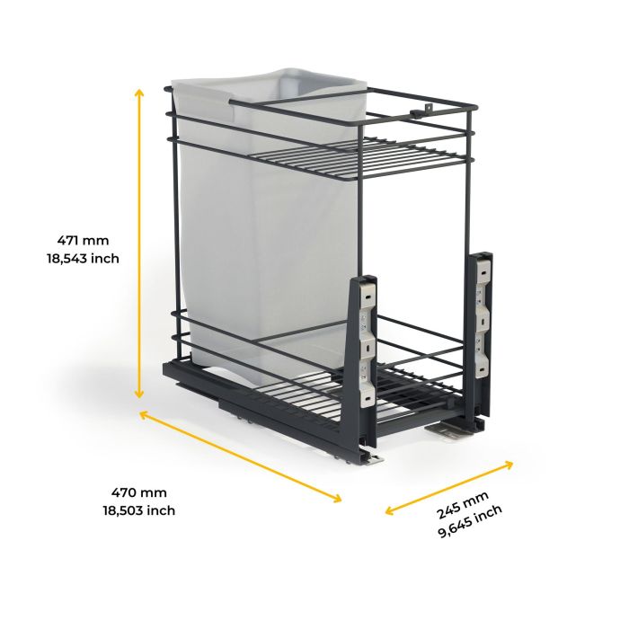 Emuca Carro extraíble con cestas y panero Titane de fijación inferior con cierre suave, módulo 300mm, Acero, Gris Antracita 6 Emuca Carro extraíble con cestas y panero Titane de fijación inferior con cierre suave, módulo 300mm, Acero, Gris Antracita 6
