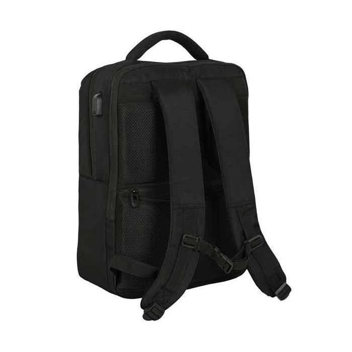 Safta Mochila Real Madrid Premium para portátil de 15,6'' con USB y 2 Bolsillos, Color Negro, 31x44x13cm 1