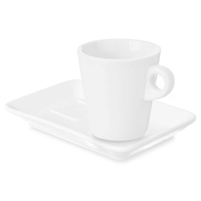 Set Taza y Plato Café Vessia 180 ml - Porcelana Blanca 10x8.5x8 cm (24 Unidades) 1
