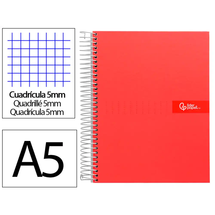 Liderpapel Cuaderno Espiral A5 Micro Crafty Tapa Forrada 120 Hojas 90gr Cuadro 5mm Color Rojo 0 Liderpapel Cuaderno Espiral A5 Micro Crafty Tapa Forrada 120 Hojas 90gr Cuadro 5mm Color Rojo 0