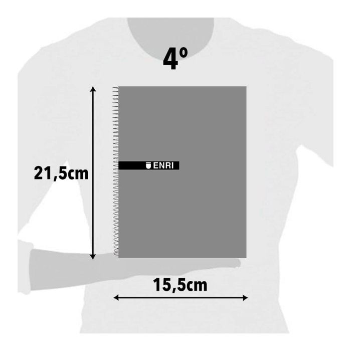 Enri Cuaderno Tapa Blanda Espiral DIN A5 Cuadriculado 4x4mm Colores Surtidos 15,5x21,5cm 2