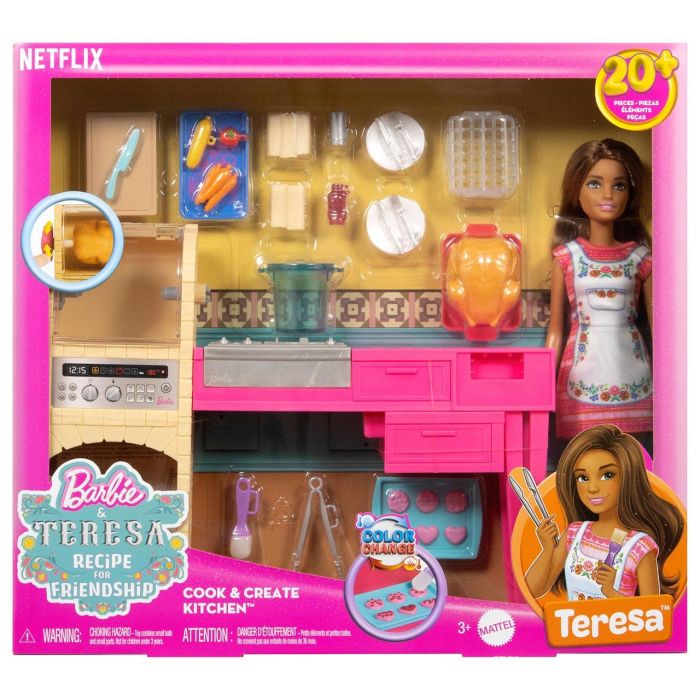 Barbie Jct06 Muñeca Teresa Cocinera Juego de Cocina con Mueble, Horno Asador Giratorio, +20 Accesorios y Delantal 1 Barbie Jct06 Muñeca Teresa Cocinera Juego de Cocina con Mueble, Horno Asador Giratorio, +20 Accesorios y Delantal 1