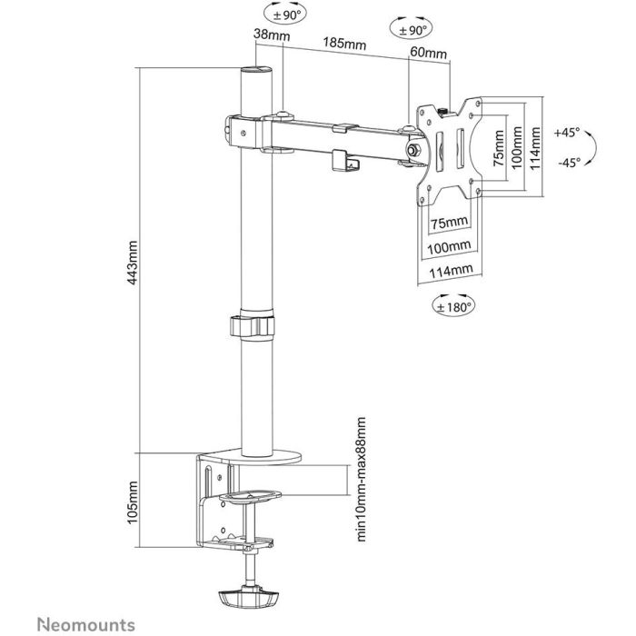 Soporte de Mesa para Pantalla Neomounts FPMA-D540BLACK 32" 13" 6 Soporte de Mesa para Pantalla Neomounts FPMA-D540BLACK 32" 13" 6