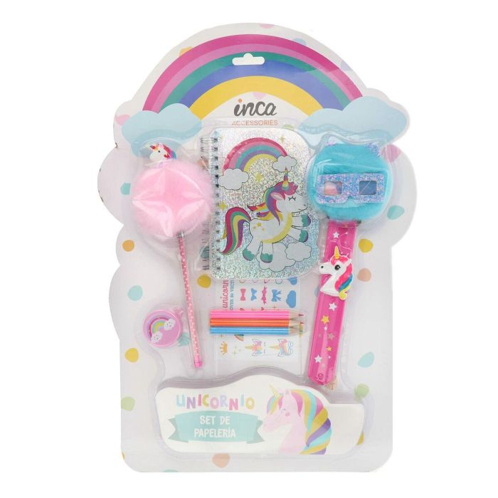 Inca Papelería Unicornio Lote - 12 Blisters con Bloc de Notas, Pegatinas, Bolígrafos y Más Inca Papelería Unicornio Lote - 12 Blisters con Bloc de Notas, Pegatinas, Bolígrafos y Más