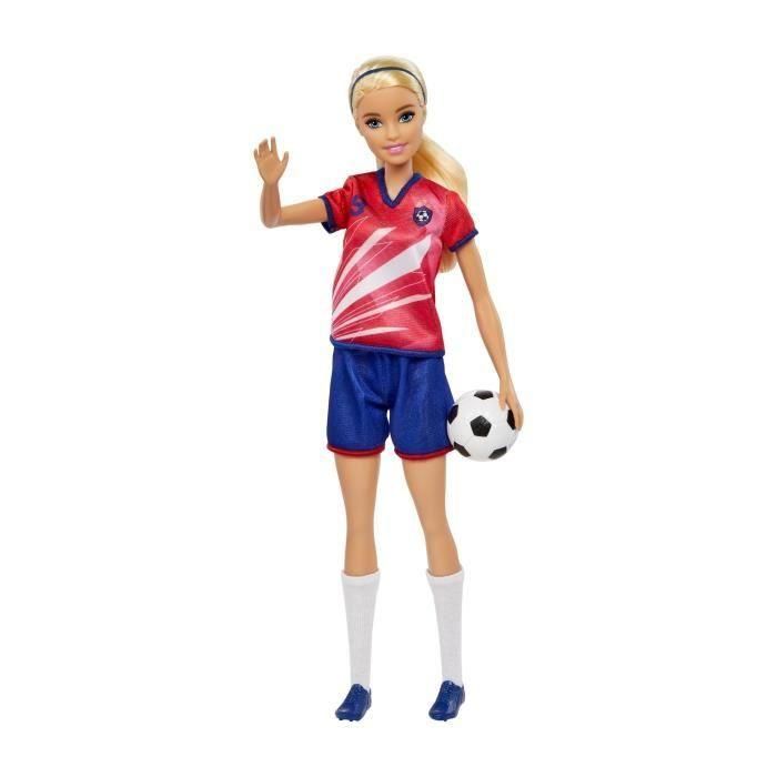 Muñeca Barbie Futbolista Camiseta Roja Hcn17 Mattel 2