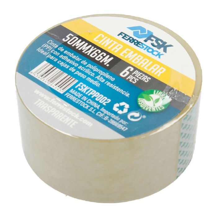Cinta Adhesiva Ferrestock 6 pcs Transparente 66 m x 50 mm 3 Cinta Adhesiva Ferrestock 6 pcs Transparente 66 m x 50 mm 3