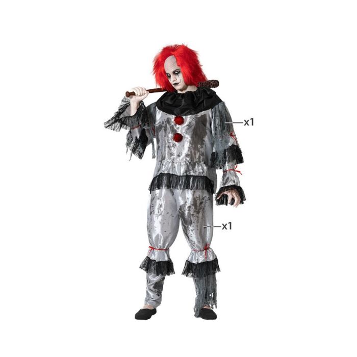 Disfraz Payaso Macabro Gris con Detalles Rojos Hombre Adulto Talla XL - Diseño Oscuro Tenebroso para Halloween y Fiestas de Terror Disfraz Payaso Macabro Gris con Detalles Rojos Hombre Adulto Talla XL - Diseño Oscuro Tenebroso para Halloween y Fiestas de Terror