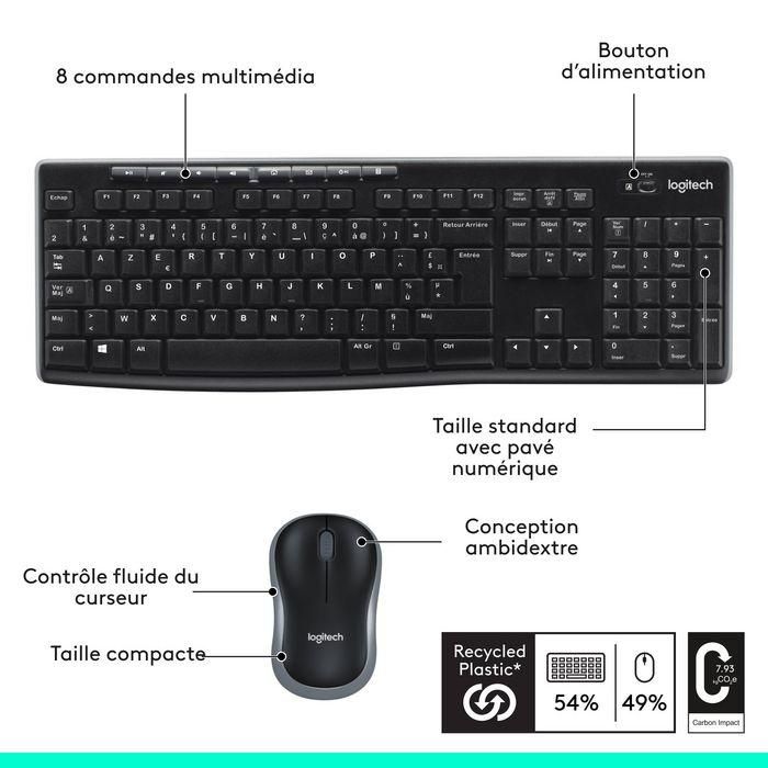 Logitech Teclado y Mouse Inalámbricos Mk270, Alcance 10m, Duración Batería 36/12 Meses, 8 Teclas Acceso Directo 11
