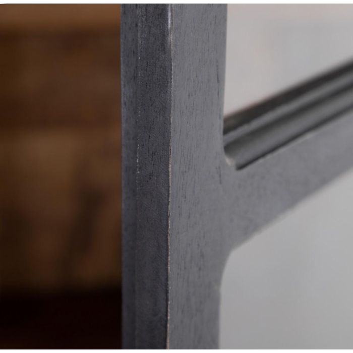 Vitrina Negro-Natural Madera de Mango 115 X 40 X 194 cm
