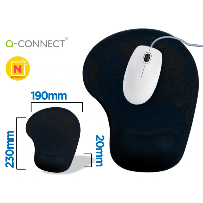 Q-connect Alfombrilla para Ratón con Reposamuñecas de Gel Color Negro 190x230x20 mm 0 Q-connect Alfombrilla para Ratón con Reposamuñecas de Gel Color Negro 190x230x20 mm 0