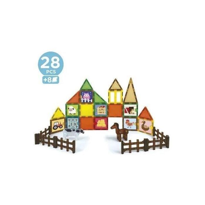 EDUCA EDU8412668202696 Magnetics Ecoferme - Juego de construcción magnético - 28 piezas, 2 animales, 8 cartas - Desde 3 años 1