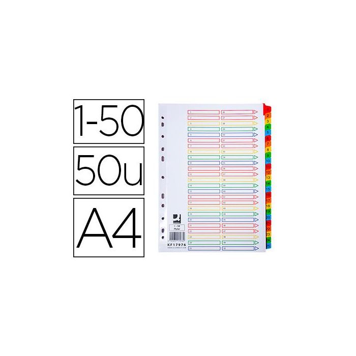 Separador Numerico Q-Connect Carton 1-50 Juego De 50 Separadores Din A4 Multitaladro