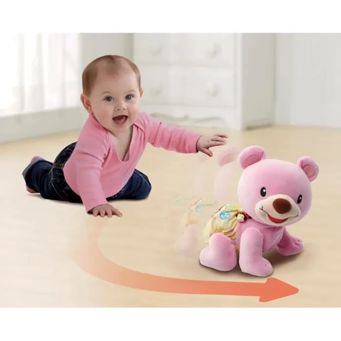 VTECH BABY Oso 1,2,3 Sigueme Rosa - Juguete que anima a moverse, cantar y descubrir nuevas palabras para bebés