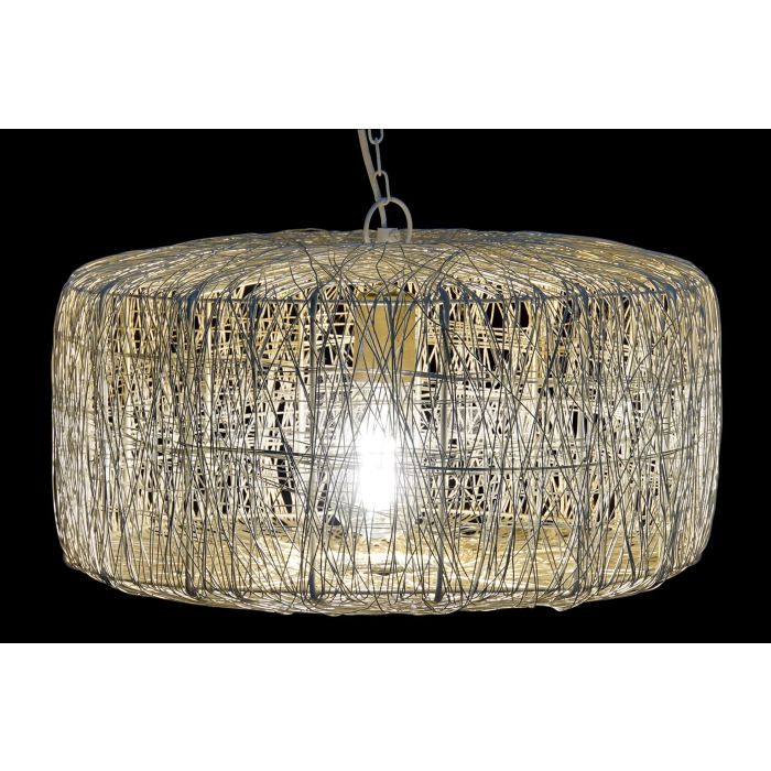 DKD Home Decor Lámpara de Techo Moderna de Metal en Tono Plateado, Para 1 Bombilla E27, Máx. 50W, Medidas: 46x23x46 cm 1