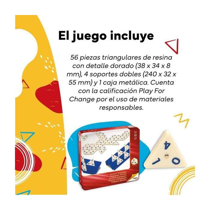 Cayro Juego Domino Triangular en Caja de Metal 27x27x5,7 cm Plástico 6