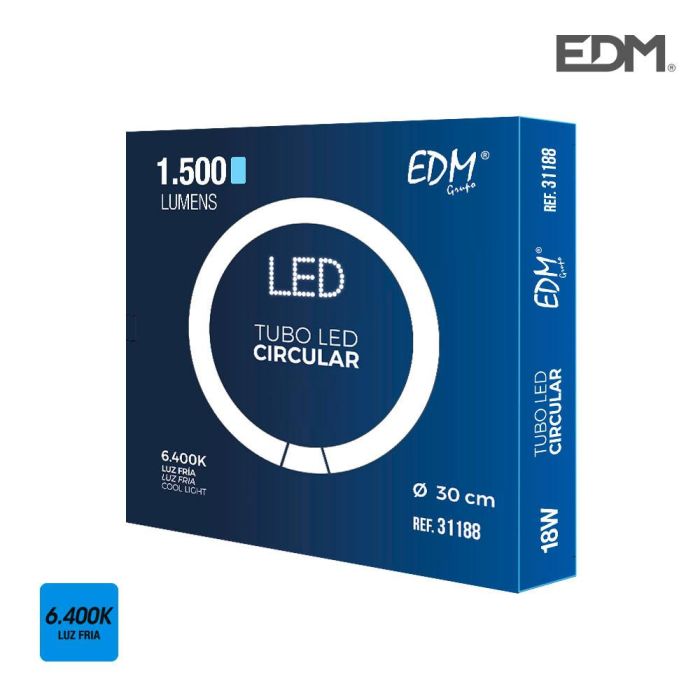 Tubo circular led g10q 20w 2100lm 6400k luz fria (eq. 32w) ø30cm edm 1