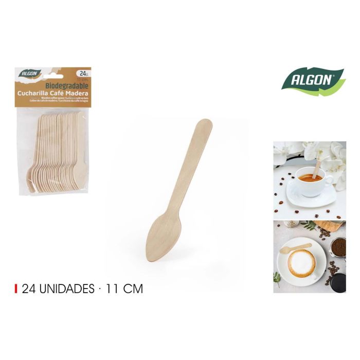 Set de 24 cucharas de café de madera Algon 11 cm (36 Unidades) Set de 24 cucharas de café de madera Algon 11 cm (36 Unidades)