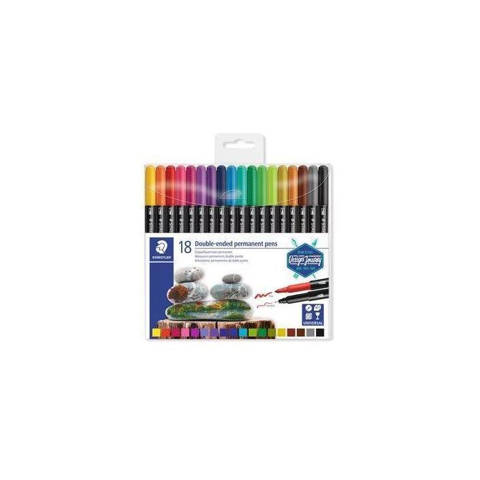 Staedtler Rotulador Permanente Doble Punta Design Journey C-Surtidos Estuche 18 Ud