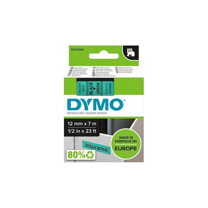 DYMO Cinta LM D1 12mmx7m Negro/verde 1