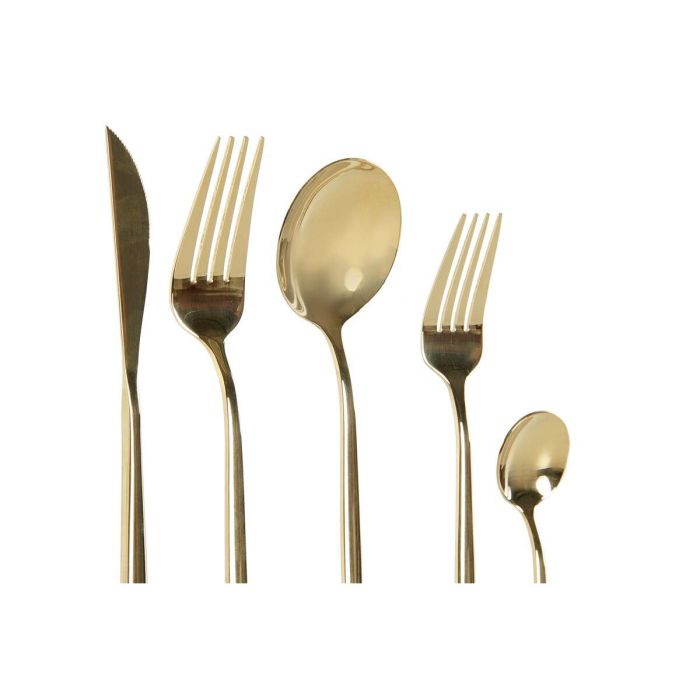 DKD Home Decor Set de 20 Piezas de Cubertería Dorado | Acero Inoxidable, Apto para Lavavajillas, Colección Chic Básicos 3