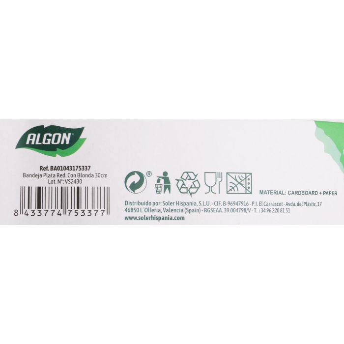 Bandeja redonda de plata con blonda Algon 30 cm (48 Unidades) 4