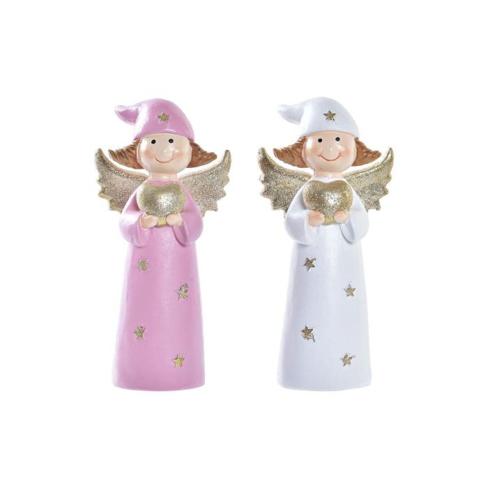 Figura Navidad Tradicional DKD Home Decor Blanco Rosa 5 x 14 x 7 cm (2 Unidades) Figura Navidad Tradicional DKD Home Decor Blanco Rosa 5 x 14 x 7 cm (2 Unidades)