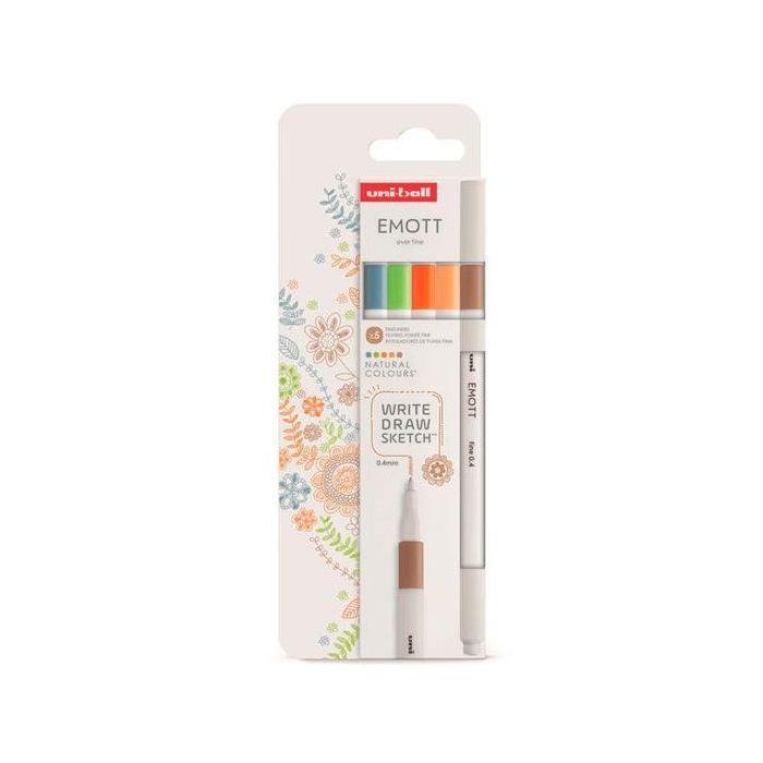Uniball Emott Rotuladores De Escritura Y Dibujo Colores Naturaleza Estuche 5 Ud