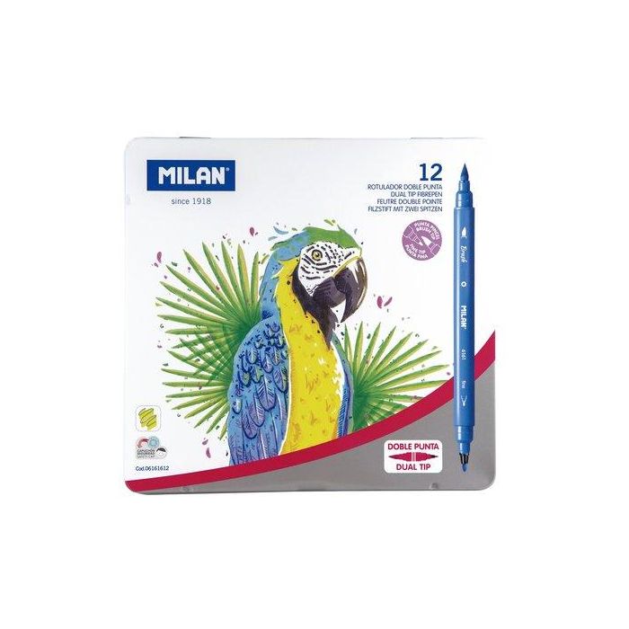 Rotulador Milan Doble Punta Fina/Pincel Caja De 12