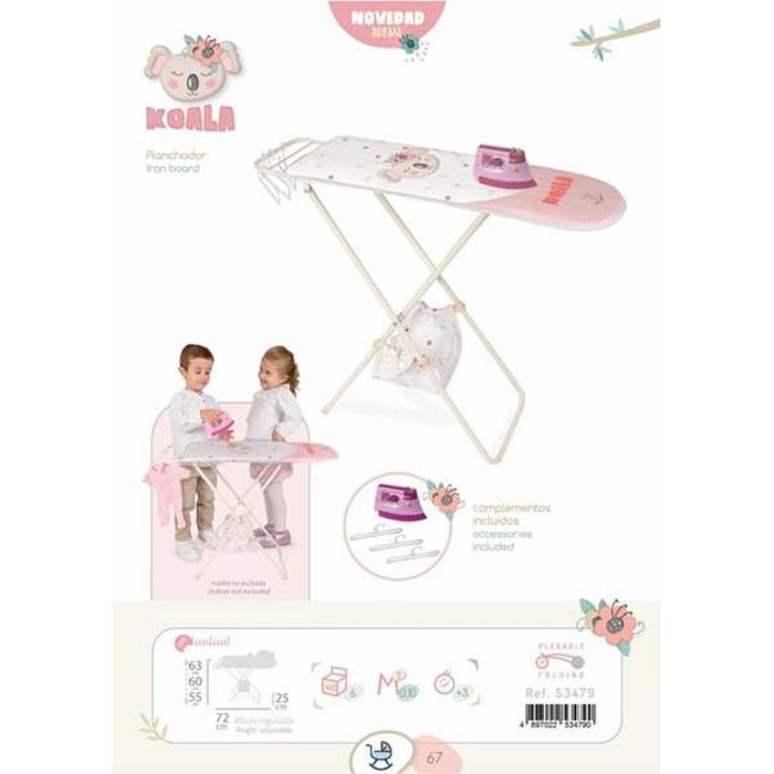 Decuevas Planchador Plegable Koala Infantil (+3 años) con Plancha y Perchas, Altura Regulable, Metal y Plástico, 72x25x(55/60/63) cm 1 Decuevas Planchador Plegable Koala Infantil (+3 años) con Plancha y Perchas, Altura Regulable, Metal y Plástico, 72x25x(55/60/63) cm 1