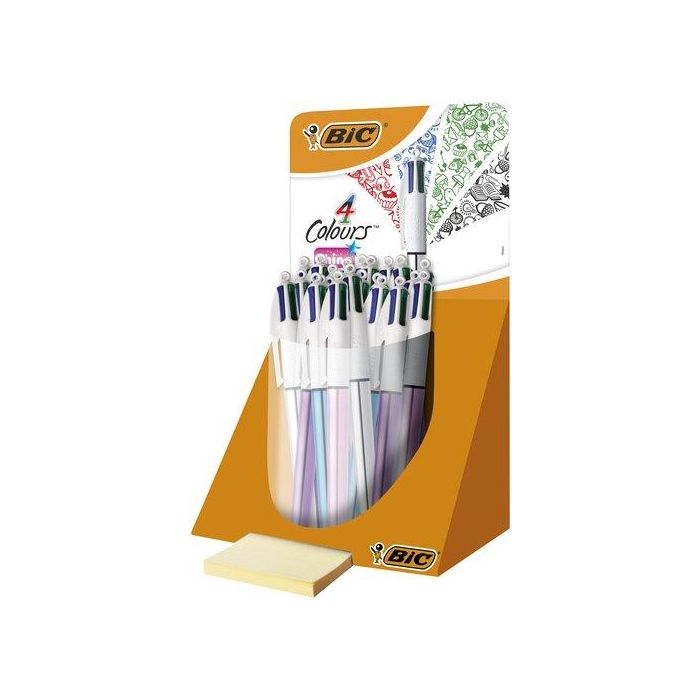 Boligrafo De 4 Colores Bic Shine Expositor De 20