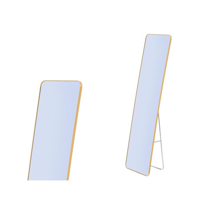 Giftdecor Espejo Rectangular de Vidrio con Soporte, Color Oro, 36x146x1.7 cm