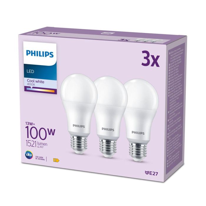 Philips PHI8719514451339 Bombilla LED A67 E27 Luz Blanca Fría No Regulable Equivalente 100W (Pack 3) 4 Philips PHI8719514451339 Bombilla LED A67 E27 Luz Blanca Fría No Regulable Equivalente 100W (Pack 3) 4