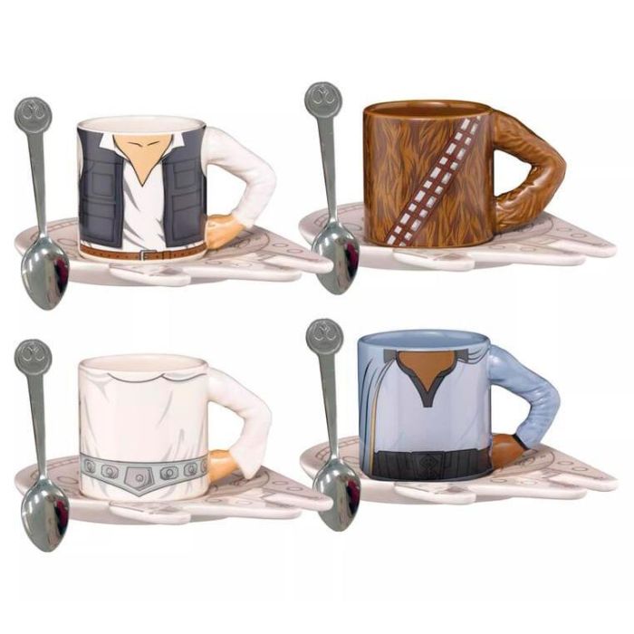 EXQUISITE GAMING Set Tazas Espresso Rebel Star Wars - 4 Tazas, 4 Platillos y 4 Cucharas