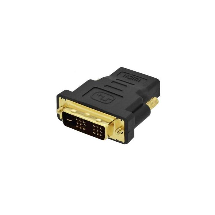 Ewent Adaptador DVI a HDMI 18+1, EC1370, Negro/Oro, Conversor DVI Masculino a HDMI Hembra