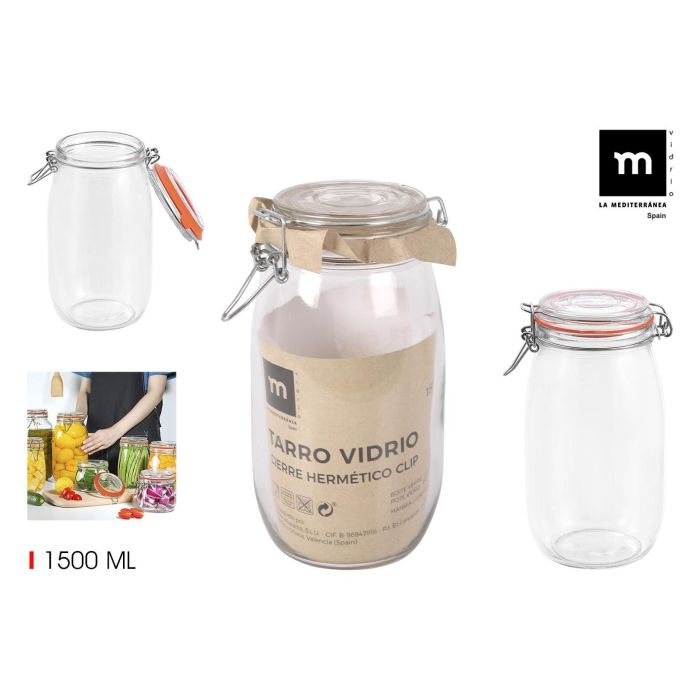 La Mediterranea Tarro Hermético de Vidrio con Cierre Clip, 1500 ml (12 Unidades) 0 La Mediterranea Tarro Hermético de Vidrio con Cierre Clip, 1500 ml (12 Unidades) 0