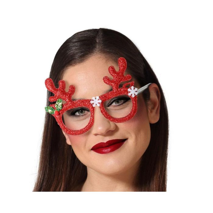 Gafas Navidad Reno Rojo Mujer Adulto