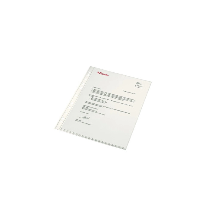 Esselte Funda Multitaladro DIN A4, Polipropileno Cristal, 80 Micras, Caja de 100 Unidades 1